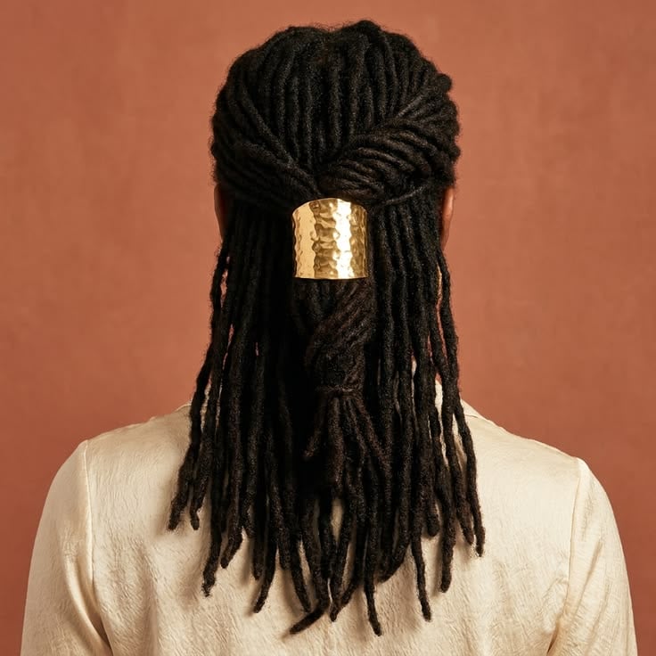 Locs With Decorative Cuffs
