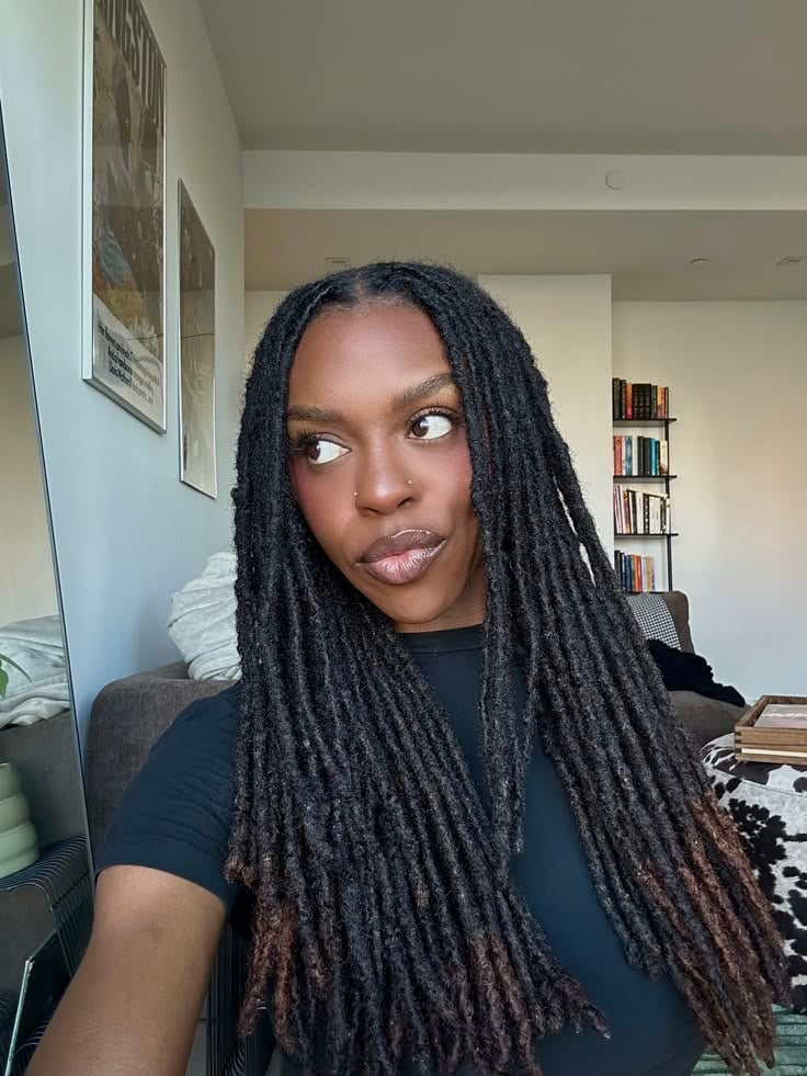  Long Loose Locs With a Polished Finish
