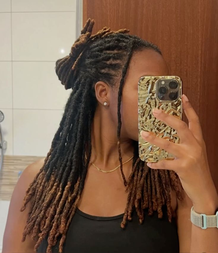 Loose Half-Up Loc Bun