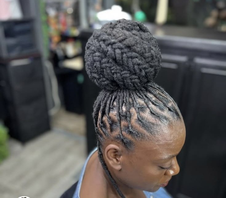 Loose High Loc Bun