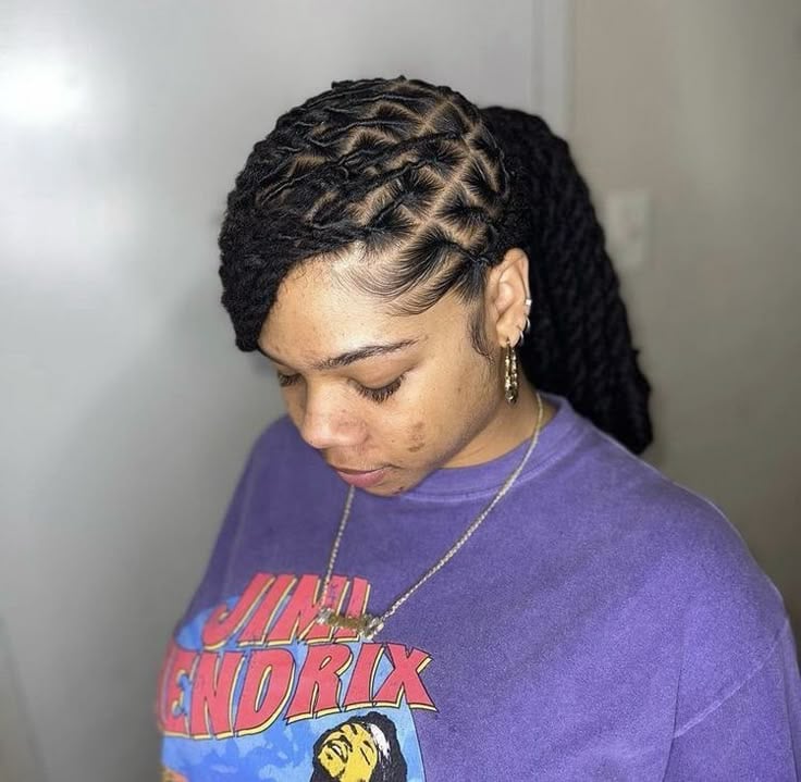 Neat Loc Ponytail With Side Part
