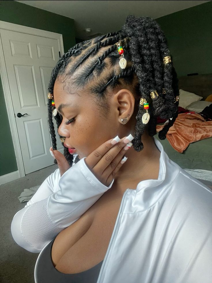 Side Bun with Decorative Loc Cuffs