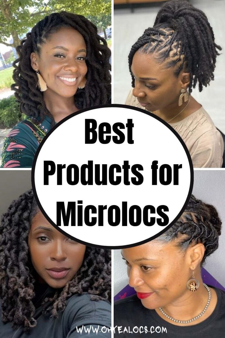 four grid locs images and text overlay Best Products for Microlocs