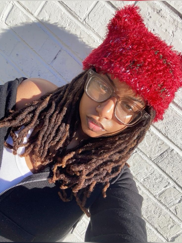 Cozy Christmas Locs With a Beanie