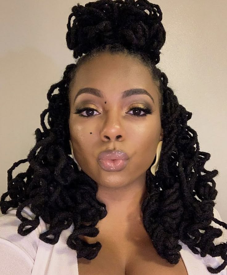 Half-Up Locs With Curls