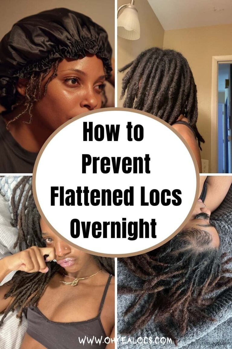 FOUR GRID LOCS IMAGES AND TEXT OVERLAY How to Prevent Flattened Locs Overnight 