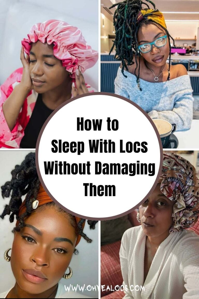 FOUR GRID LOCS IMAGES AND TEXT OVERLAY How to Sleep With Locs Without Damaging Them