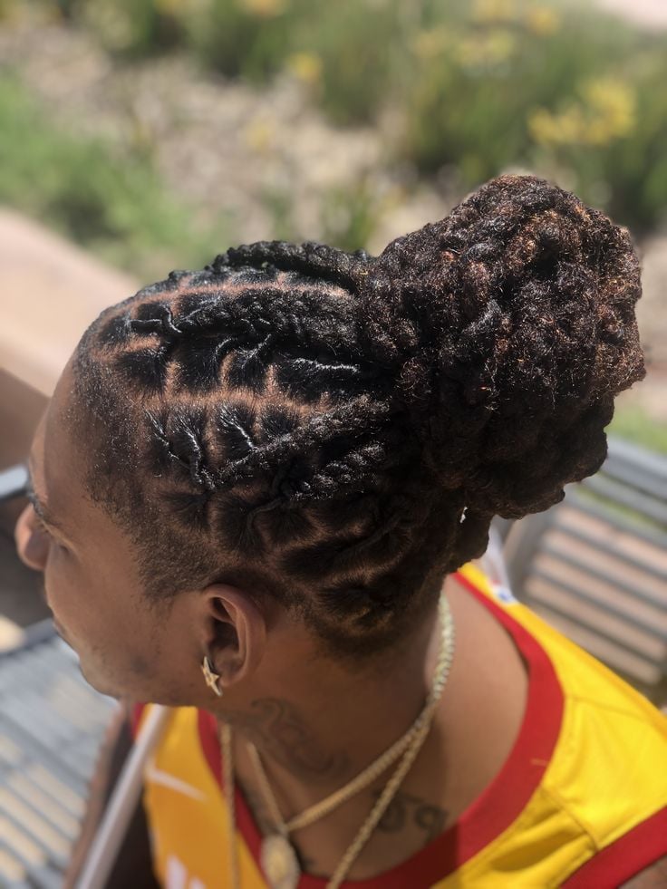 Locs Pulled Into a Man Bun