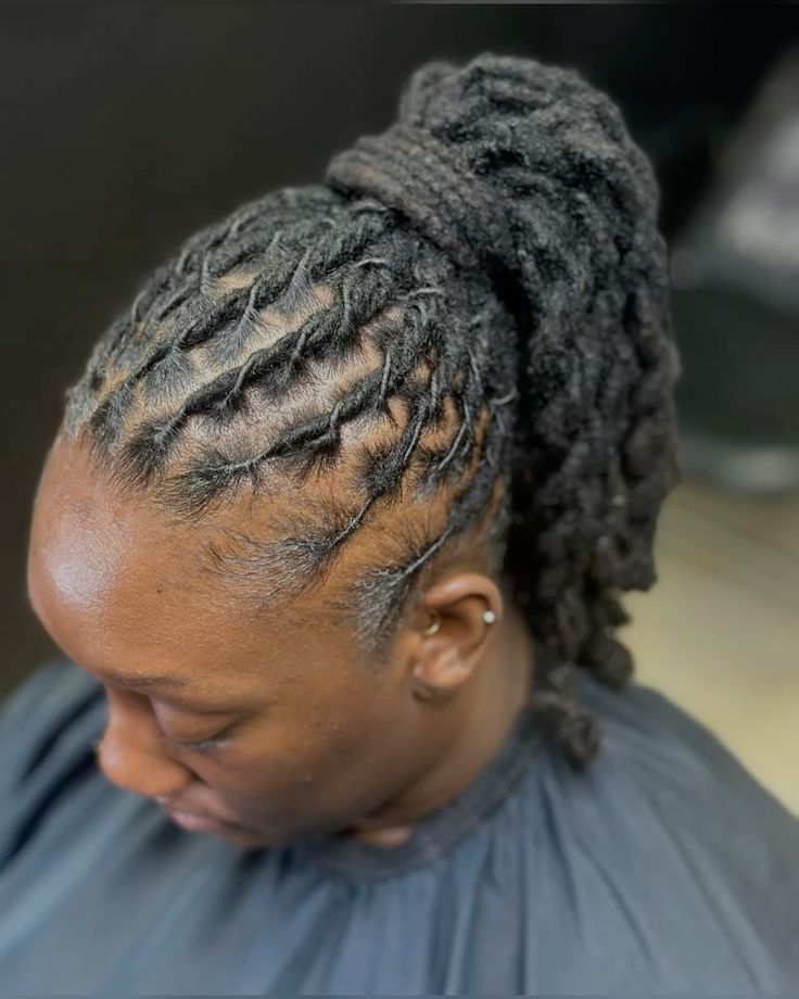 Locs With a Wrapped Ponytail