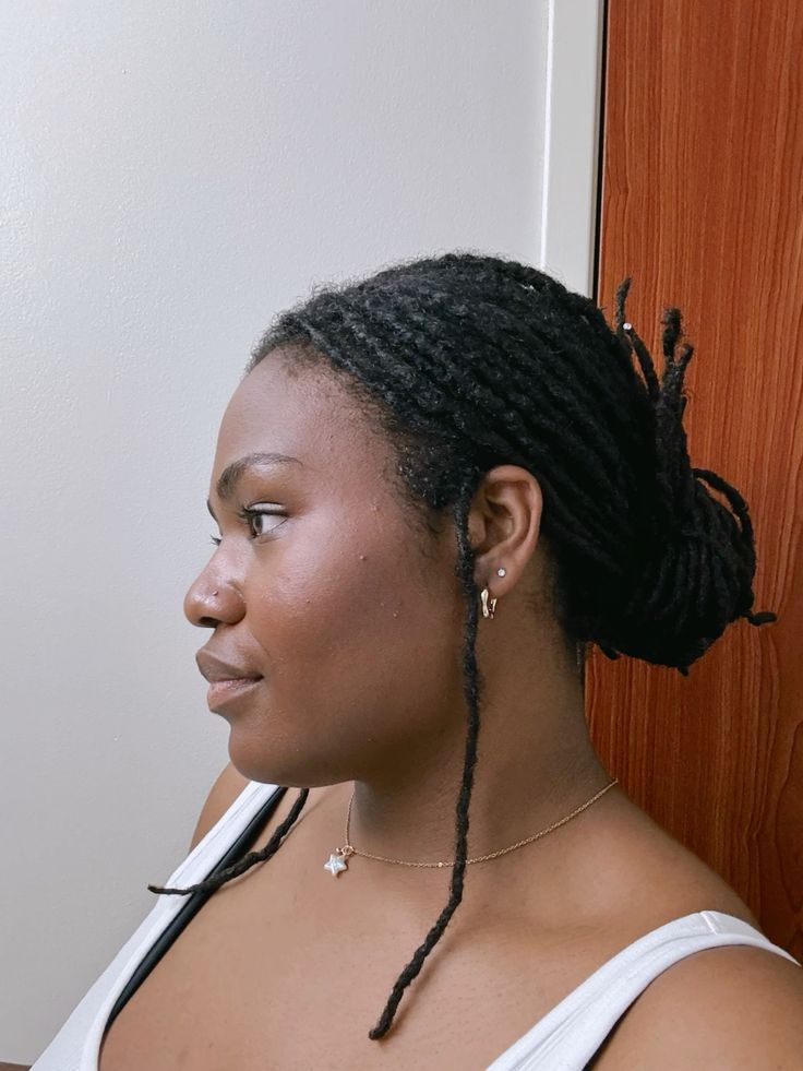  Low Loc Bun With Loose Front Locs