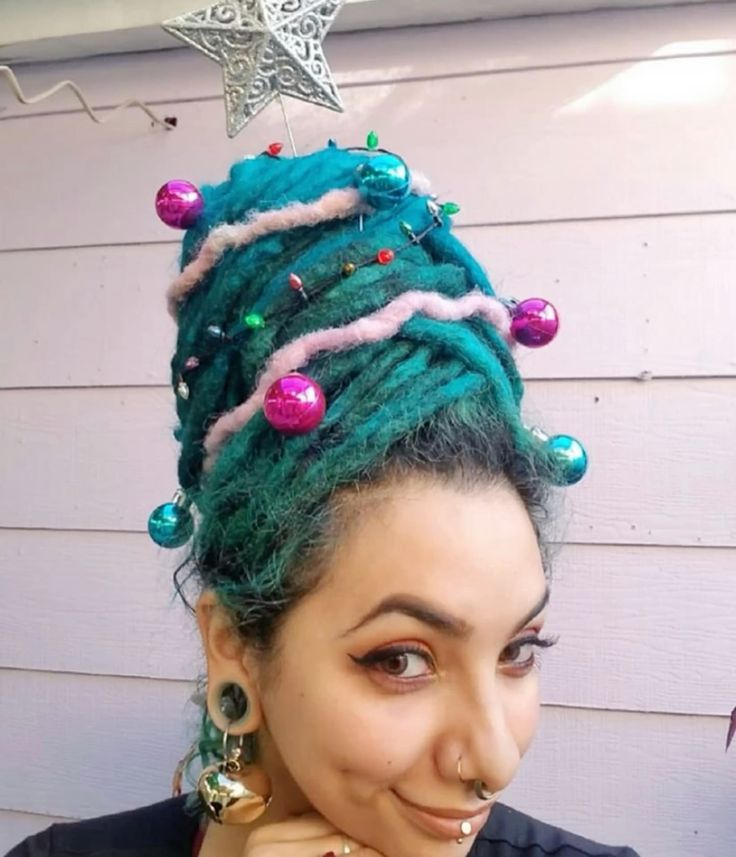 Messy Christmas Loc Bun