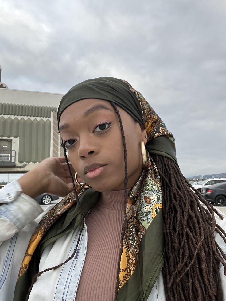  Simple Locs With a Scarf Accent