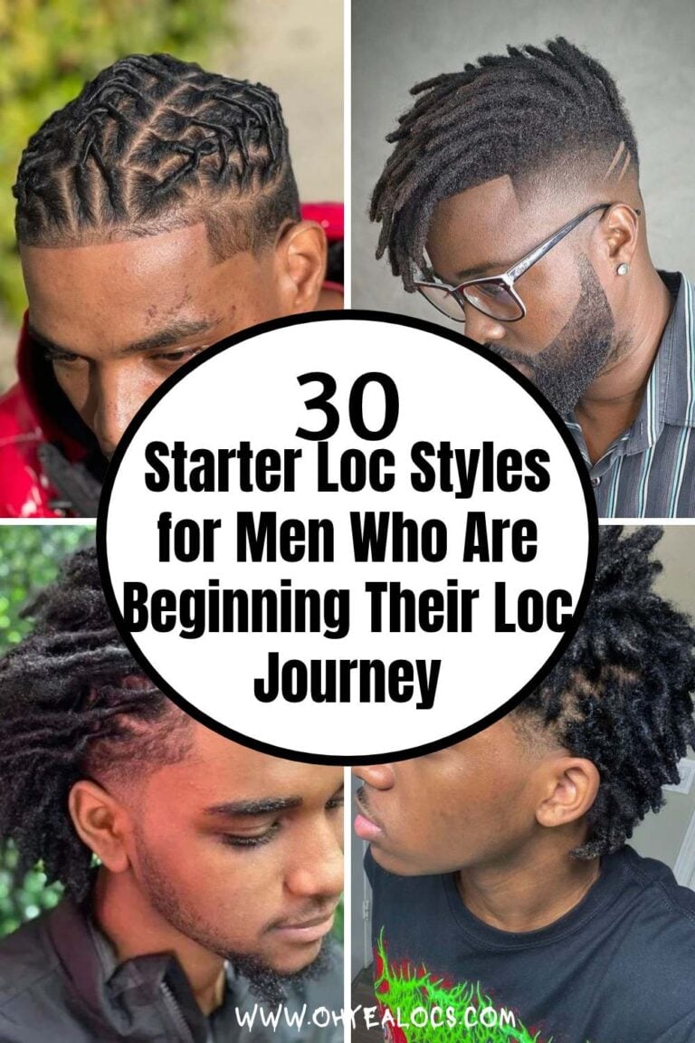 four grid locs images and text overlay 30 Starter Loc Styles for Men Who Are Beginning Their Loc Journey