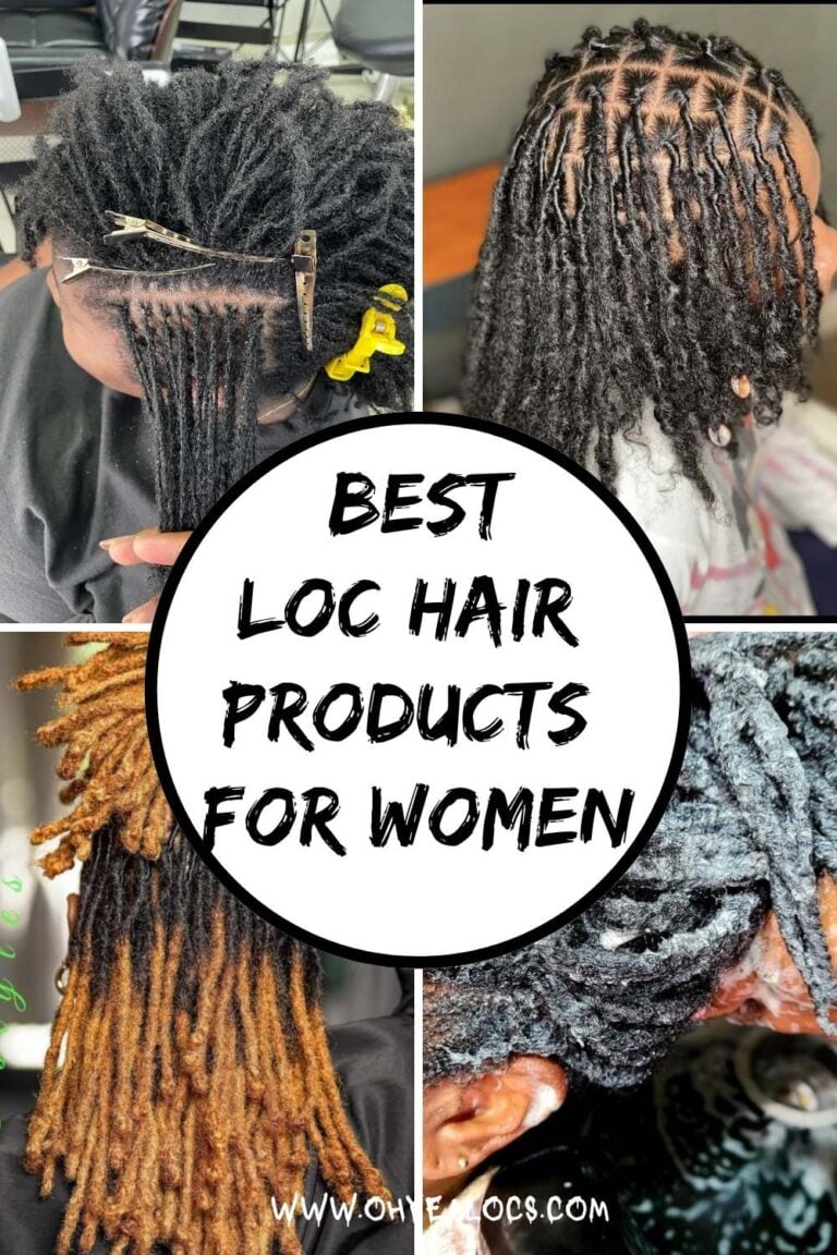 three grid locs images and text overlay Best Loc Hair Products for Women