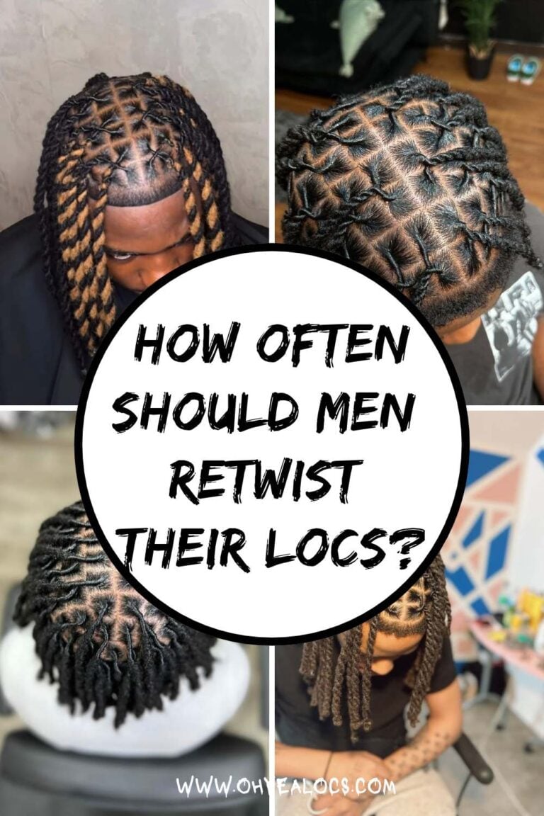 four grid locs images and text overlay How Often Should Men Retwist Their Locs