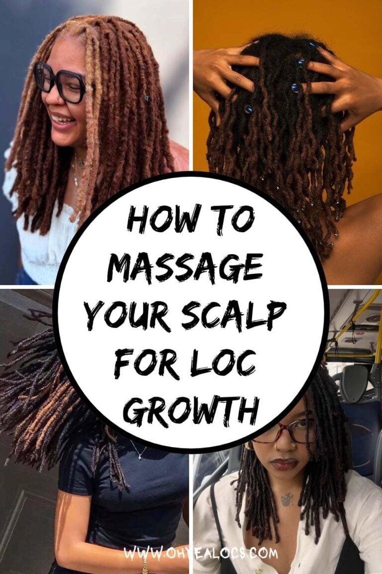 four grid locs image and text overlay How to Massage Your Scalp for Loc Growth